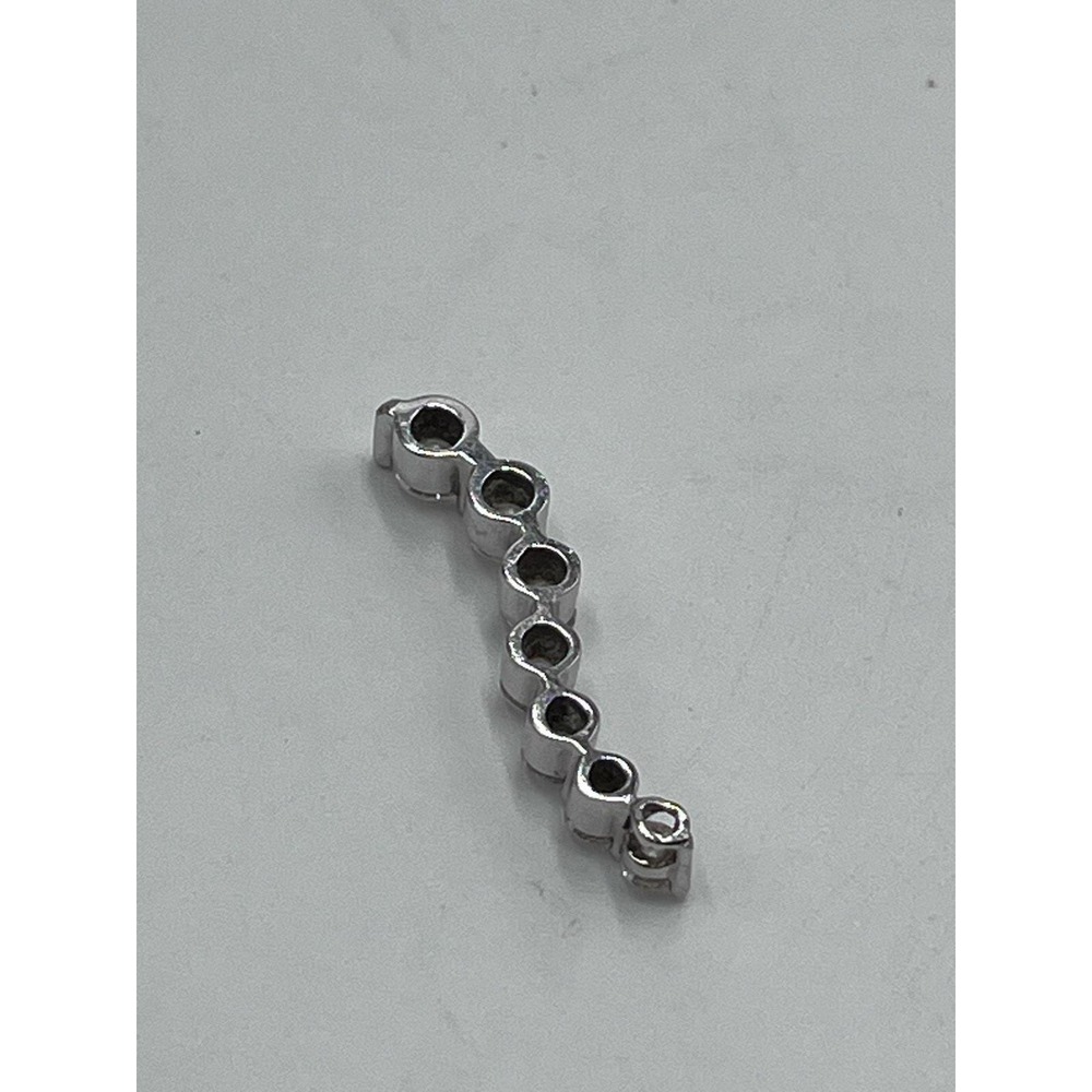 14K White Gold Journey Wave Seven Round Brilliant Cut Diamond Pendant .89-1 CTTW - Picture 4 of 9